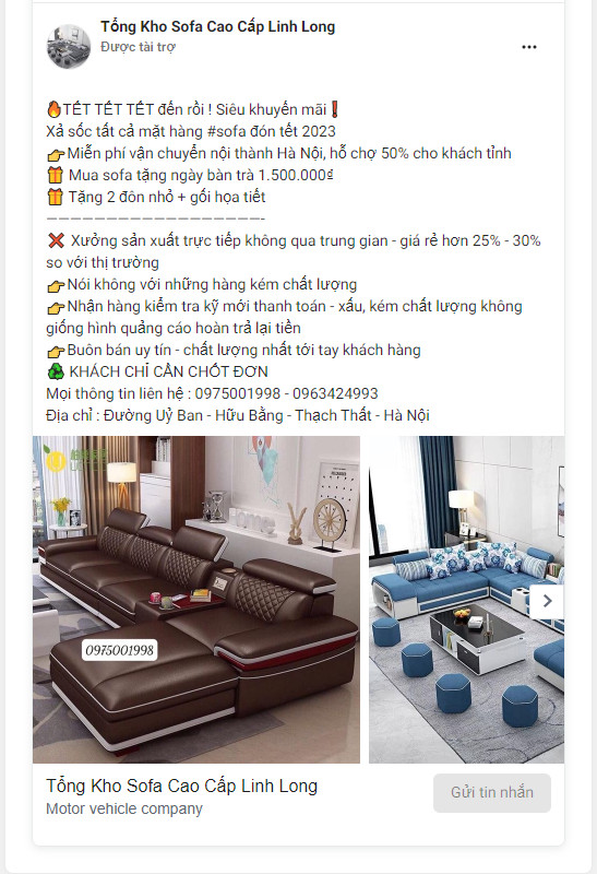 Content quảng cáo Sofa Tết