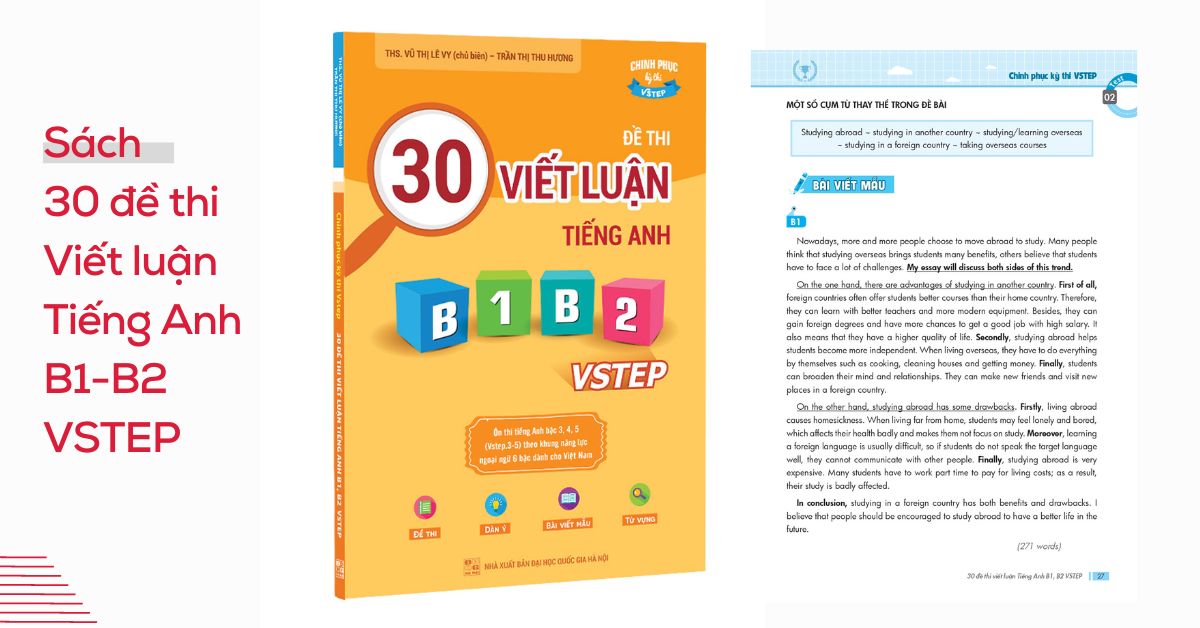 Sách VSTEP 30 đề thi Viết luận tiếng Anh B1-B2 VSTEP